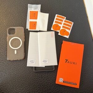 Clear iPhone 13/14 case with glass screen protectors - used in box